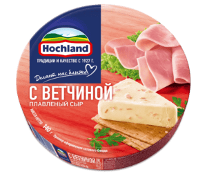 Сыр плавленый с ветчиной Хохланд 55% 140г круг