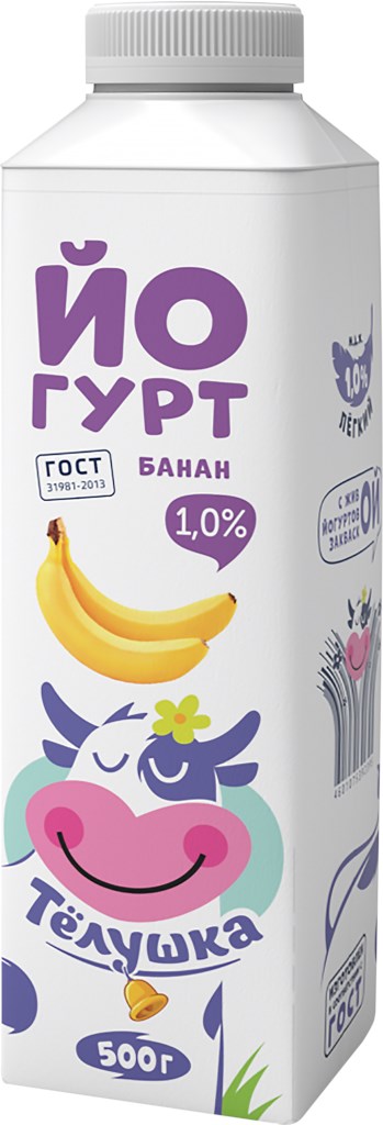 Йогурт банан 1% 0,5кг Тёлушка