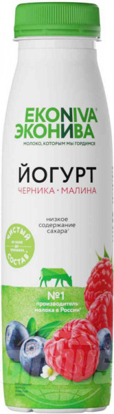 Йогурт Fitness Line с черникой и малиной Эконива 2,5% 300г