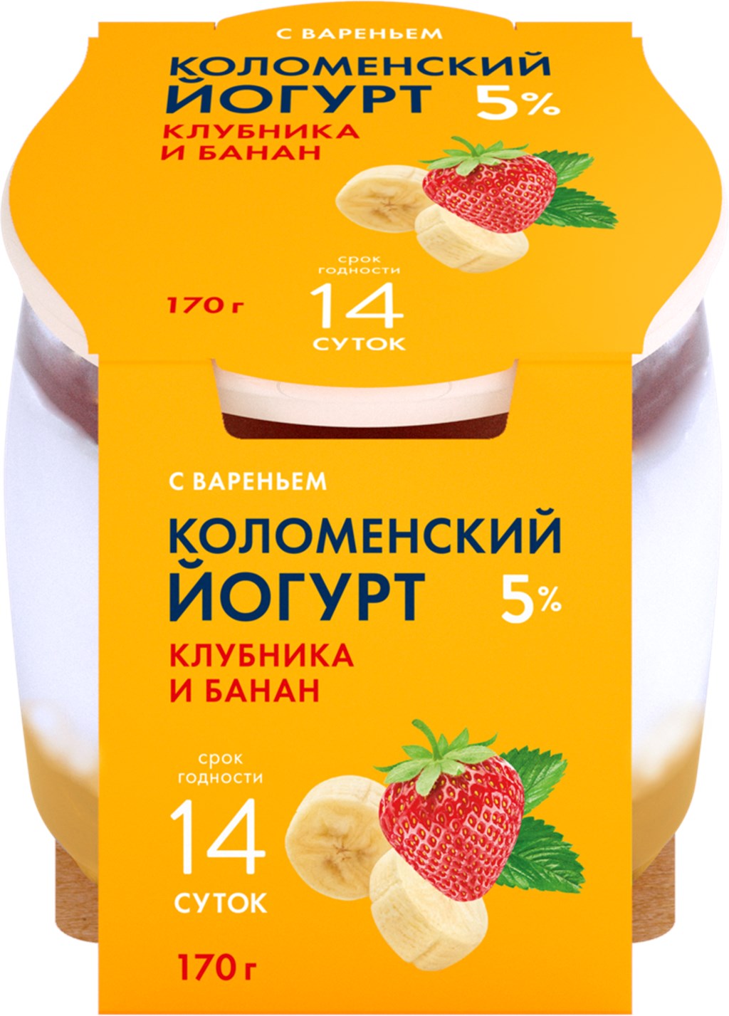 Йогурт Клубника-банан 5% 170г Коломенский