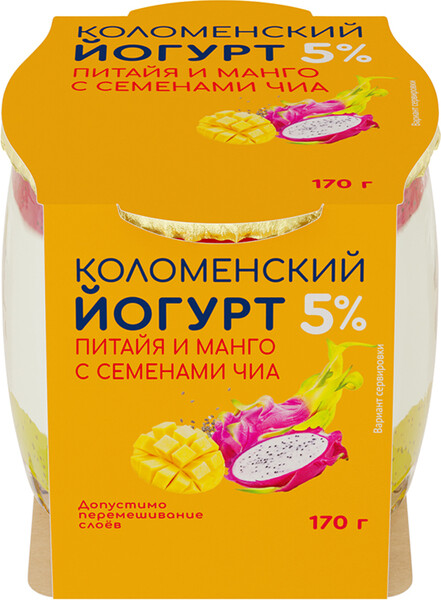 Йогурт Питайя манго чиа 5% 170г Коломенский