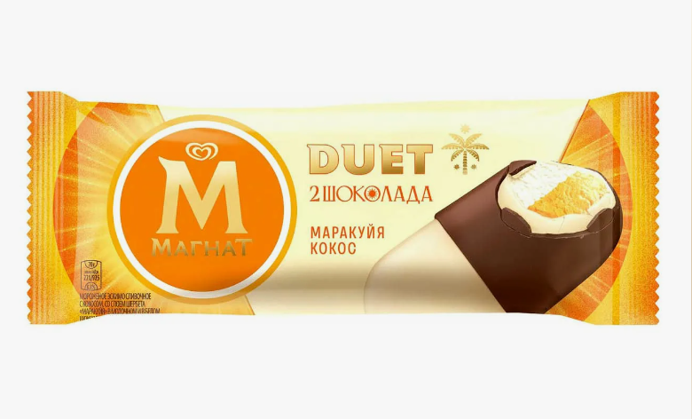 Мороженое два шоколада/кокос-маракуйя эскимо 70г Магнат Дуэт