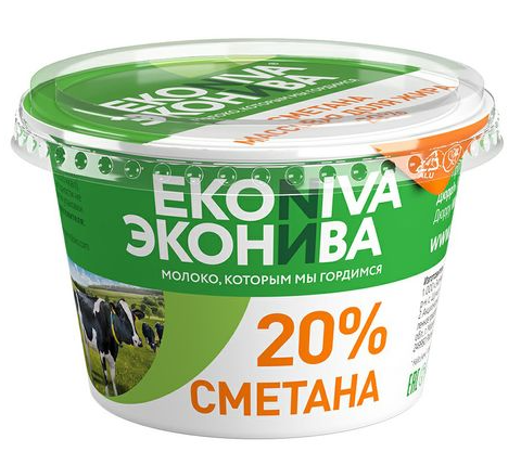 Сметана 20% 180г Эконива