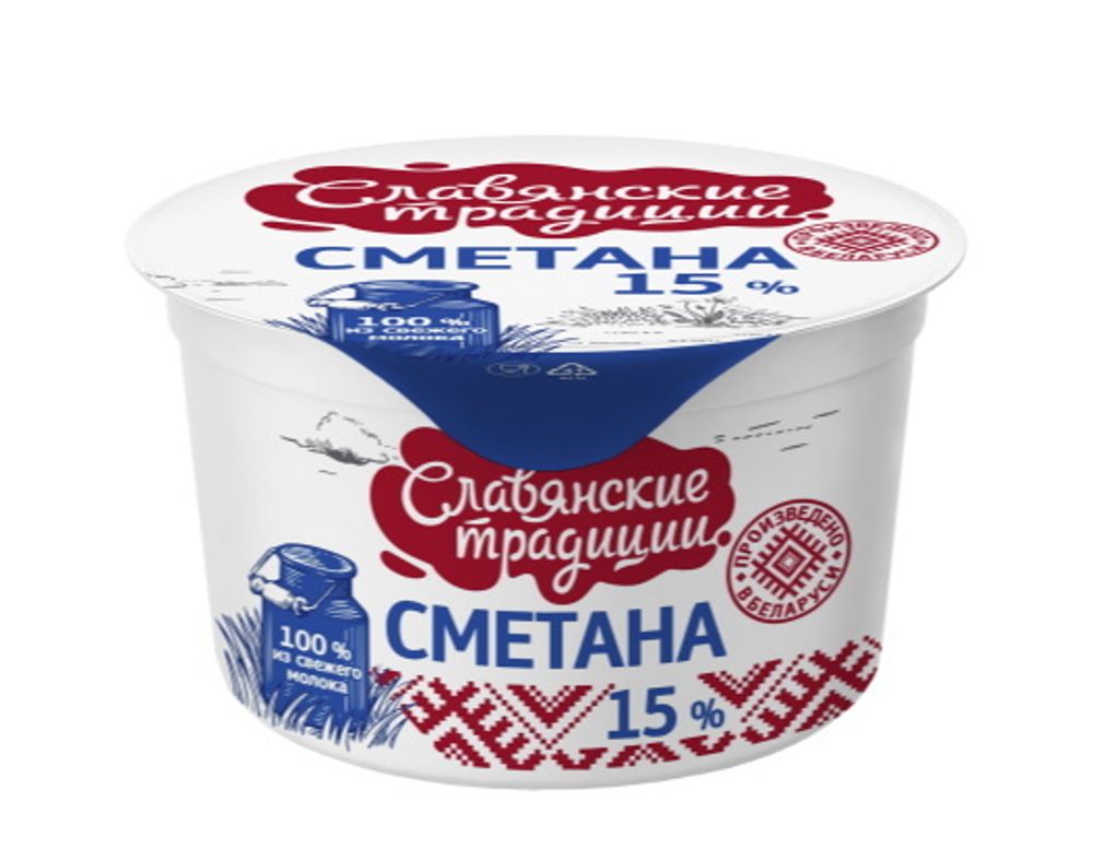 Сметана 15% 200г Славянские традиции стакан