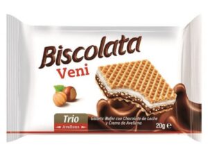 Вафли Biscolata Veni Trio с молочно-ореховой начинкой 20г