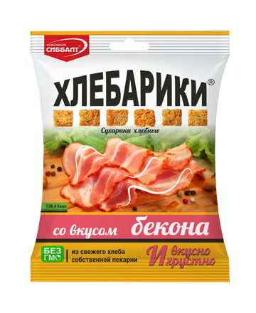 Гренки бородинские со вкусом бекона 100г Хлебарики