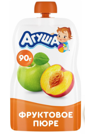 Пюре фруктовое 90г Агуша яблоко персик д/п