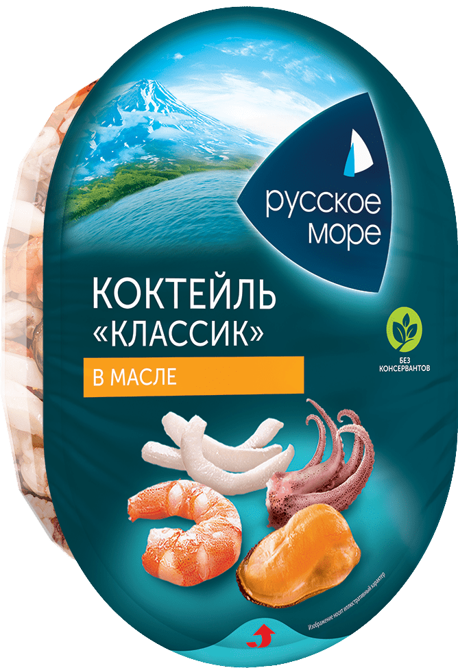 Коктейль из морепродуктов в масле классик 180г Русское море