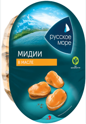 Мясо мидии чилийской в растительном масле 180г Русское море