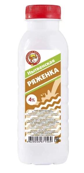 Ряженка 4% 400г Нытвенский МЗ бутылка