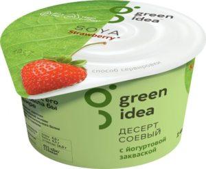 Десерт соевый с йогуртовой закваской и соком клубники 140г Green Idea