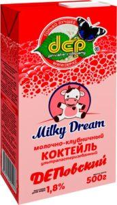 Коктейль ДЕПовский Milky Dream молочно-клубничный ультрапаст 1,8% 500г т/п