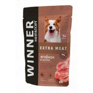 Корм для собак 85г Winner Extra Meat с ягнёнком в соусе для взрослых собак всех пород