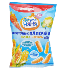 Палочки кукурузные с яблоком и клубникой 20г ФрутоНяня