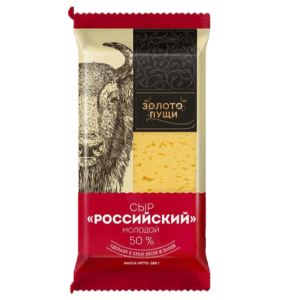 Сыр Российский 50% 200г в/уп Золото Пущи