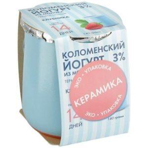 Йогурт термостатный земляника 5% 140г Коломенский керамика